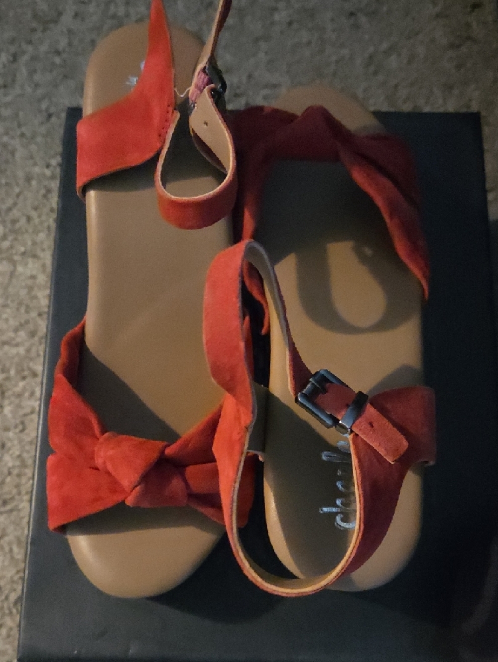 Charles By Charles David Red Suede Knot Platform Sandals - Picture 2 of 6